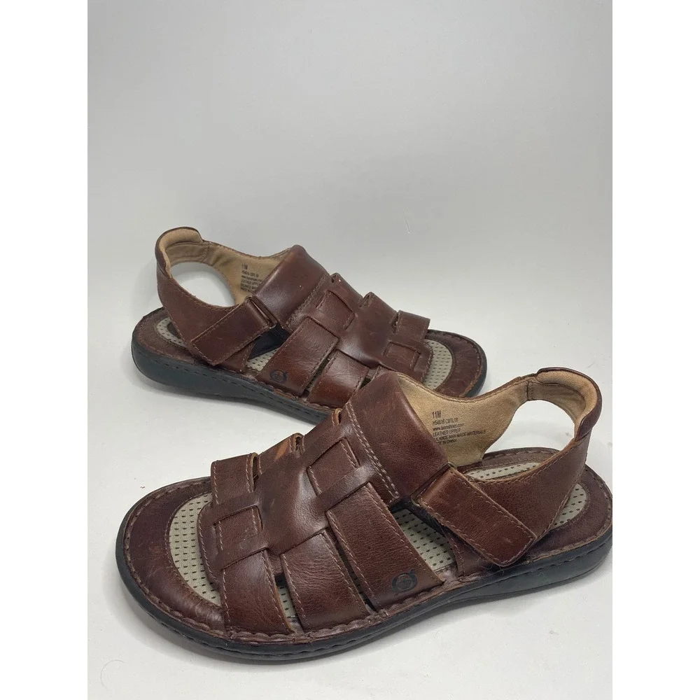 Born Men Sandals 11M Brown Leather Fisherman Slingback Granola Gorpcore Boho